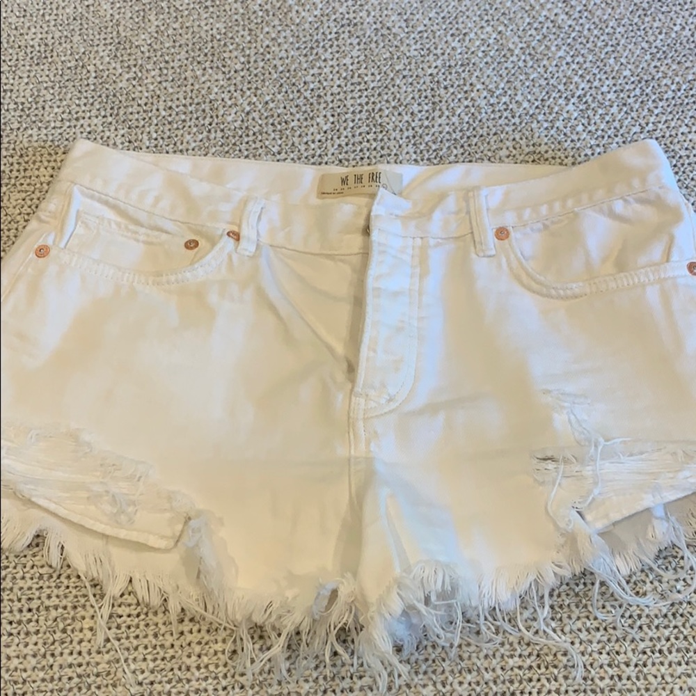 Free People White Jean Shorts